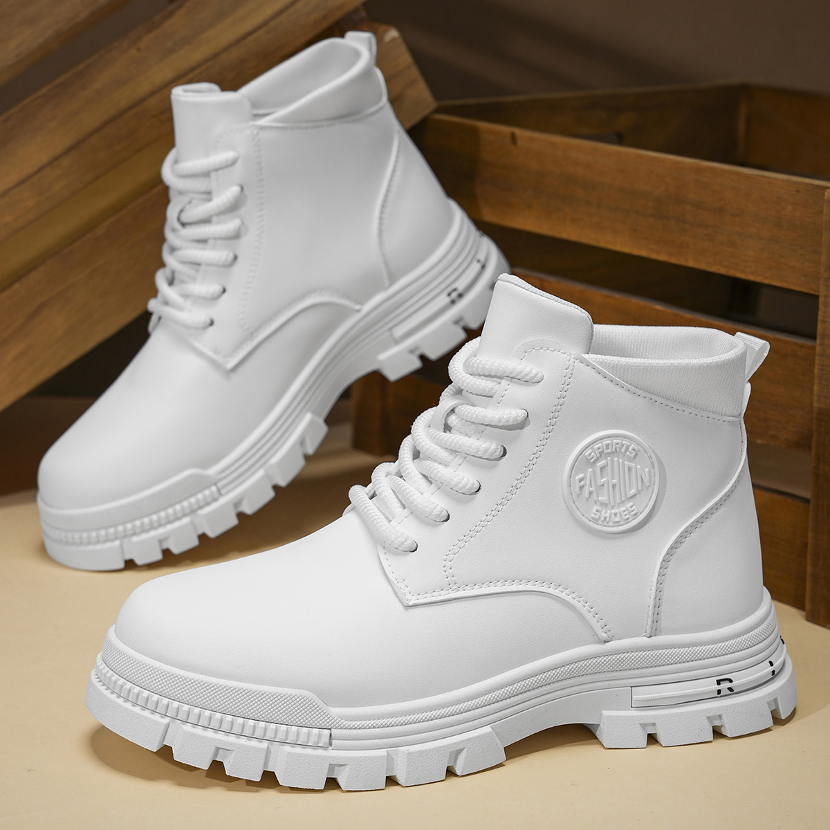 Men Shoes Trends - Men's Fashionable All-Season White Motorcycle Boots