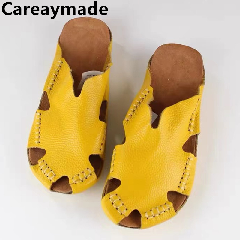 Men Shoes Xxl - Careaymade-Genuine Leather big size women's Slippers