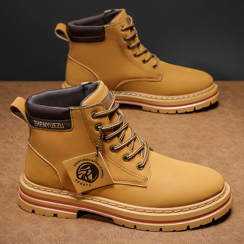 Men'S Shoes With Height Increase - Autumn and Winter Retro Short Boots