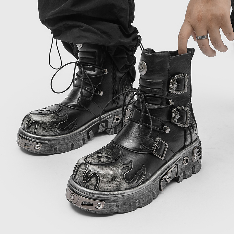 Punk Style Retro Cool Skull Fl - Men'S Shoes With Height Increase 评论和价格