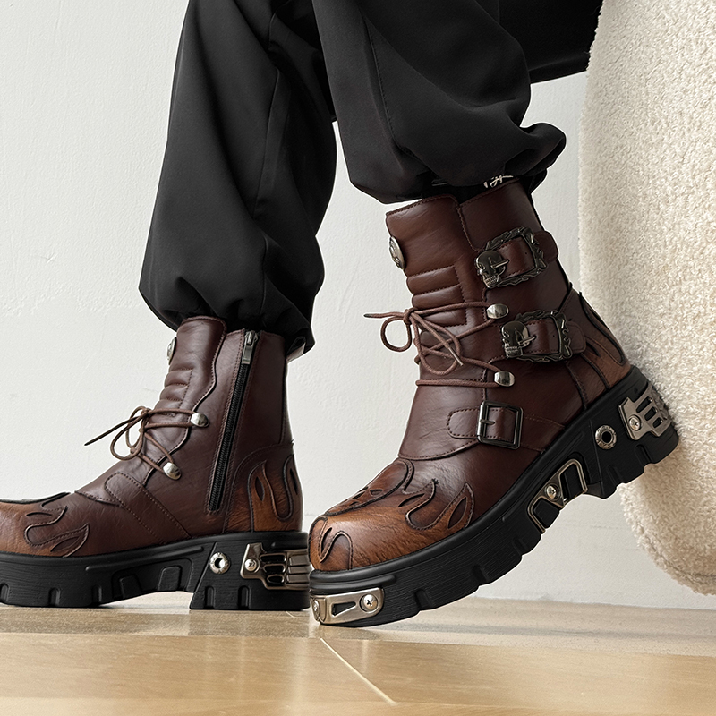 Punk Style Retro Cool Skull Fl - Men'S Shoes With Height Increase 评论和价格
