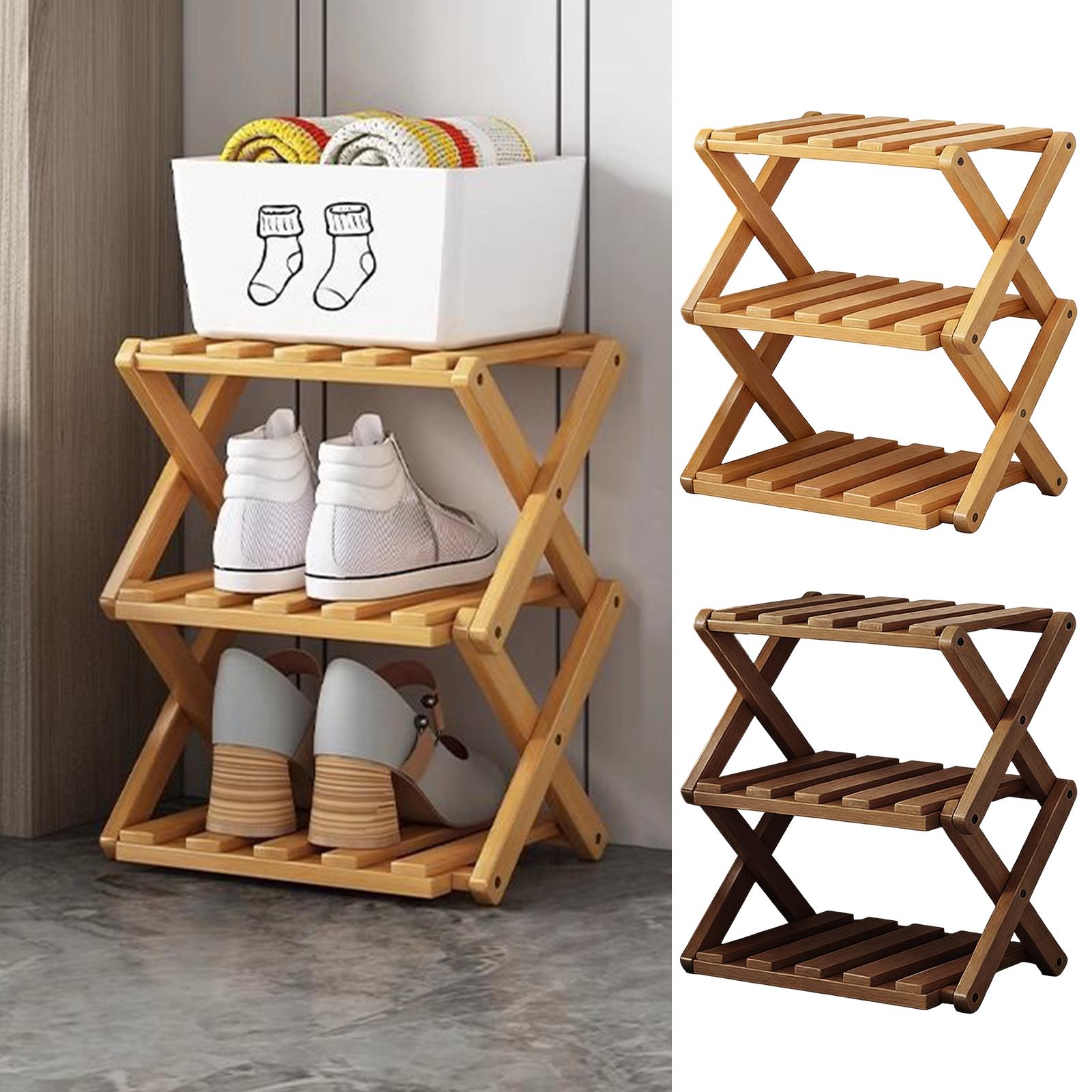 Wooden Shoe Racks 3-Tier Expan - Men Shoes Rack 评论和价格