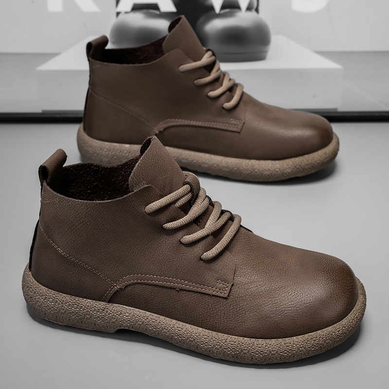 Men Ankle Boots Brown Short Bo - Men Shoes Trends 评论和价格