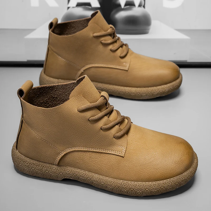 Men Ankle Boots Brown Short Bo - Men Shoes Trends 评论和价格